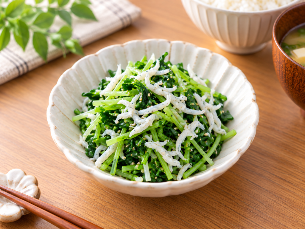 しらすと豆苗の旨だしバター炒め