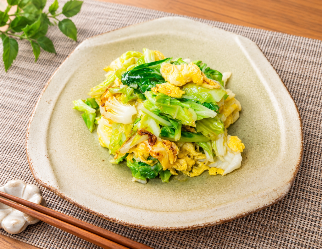 今夜の夕飯♪春キャベツの旨だし炒め