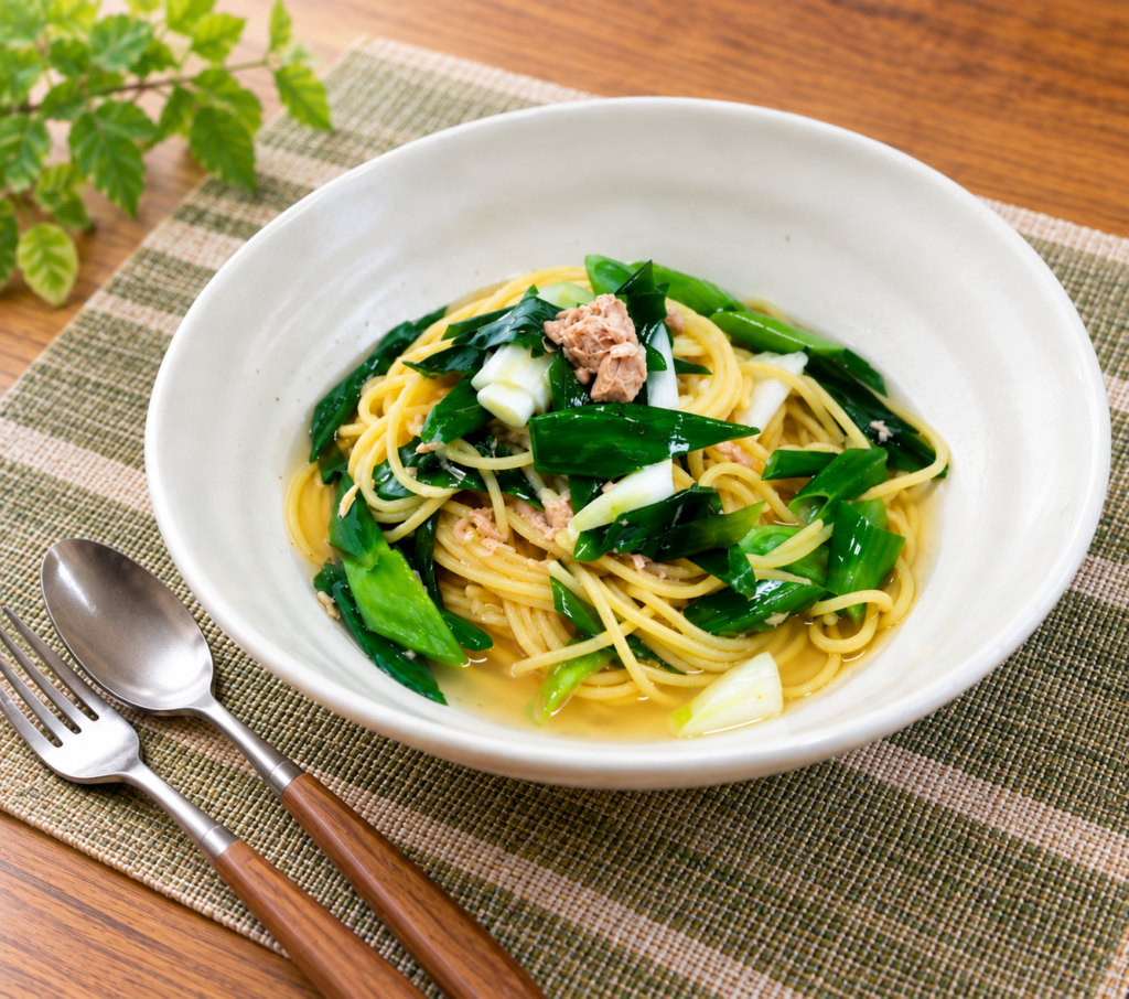 時短！ねぎとツナのだしパスタ
